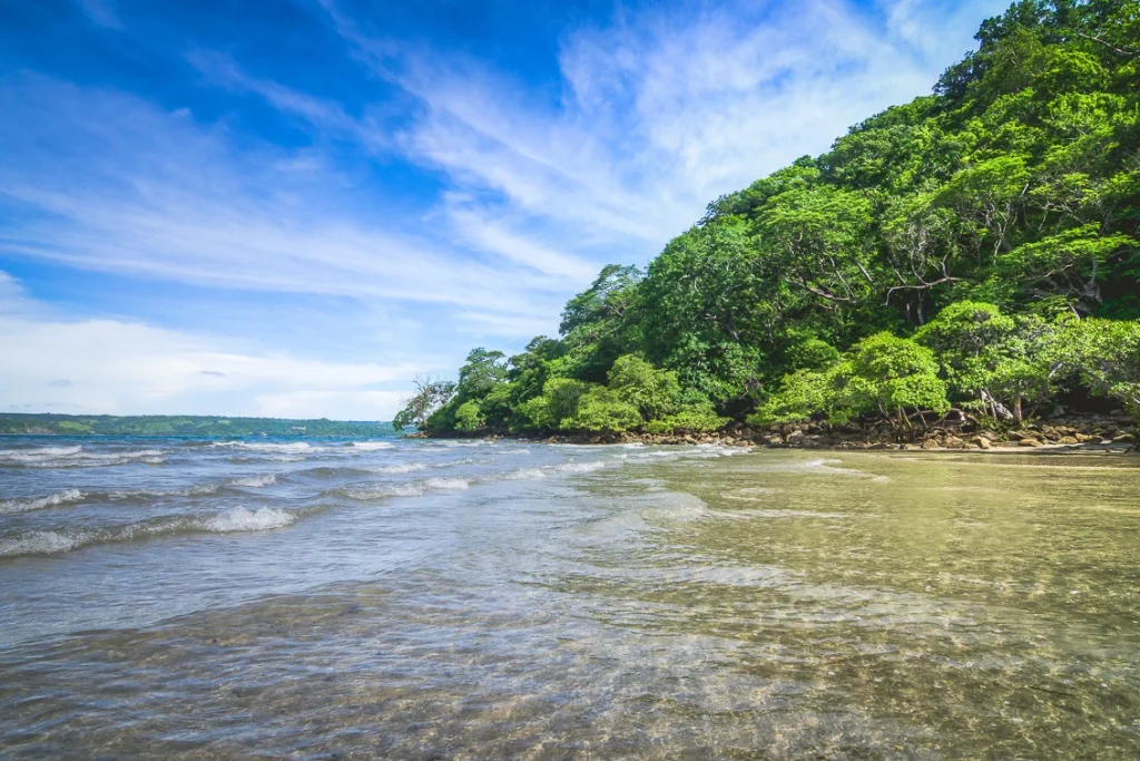 Guanacaste beach with forest Costa Rica
