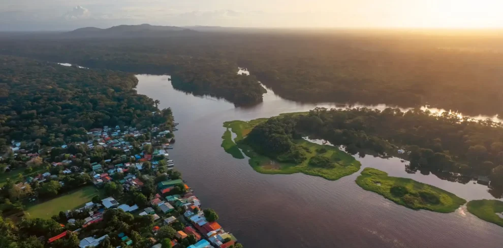 Tortuguero canals and town Costa Rica